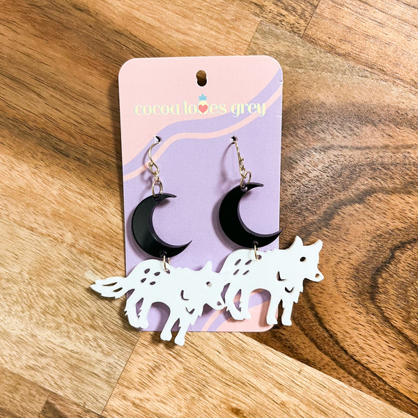 Wolf + Moon Earrings