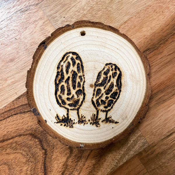 Morel Mushroom Flat Wood Ornament