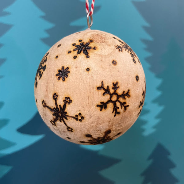 Snowflake Round Wood Ornament