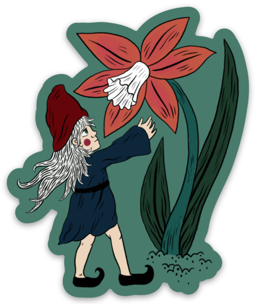 Gnome and Flower Sticker
