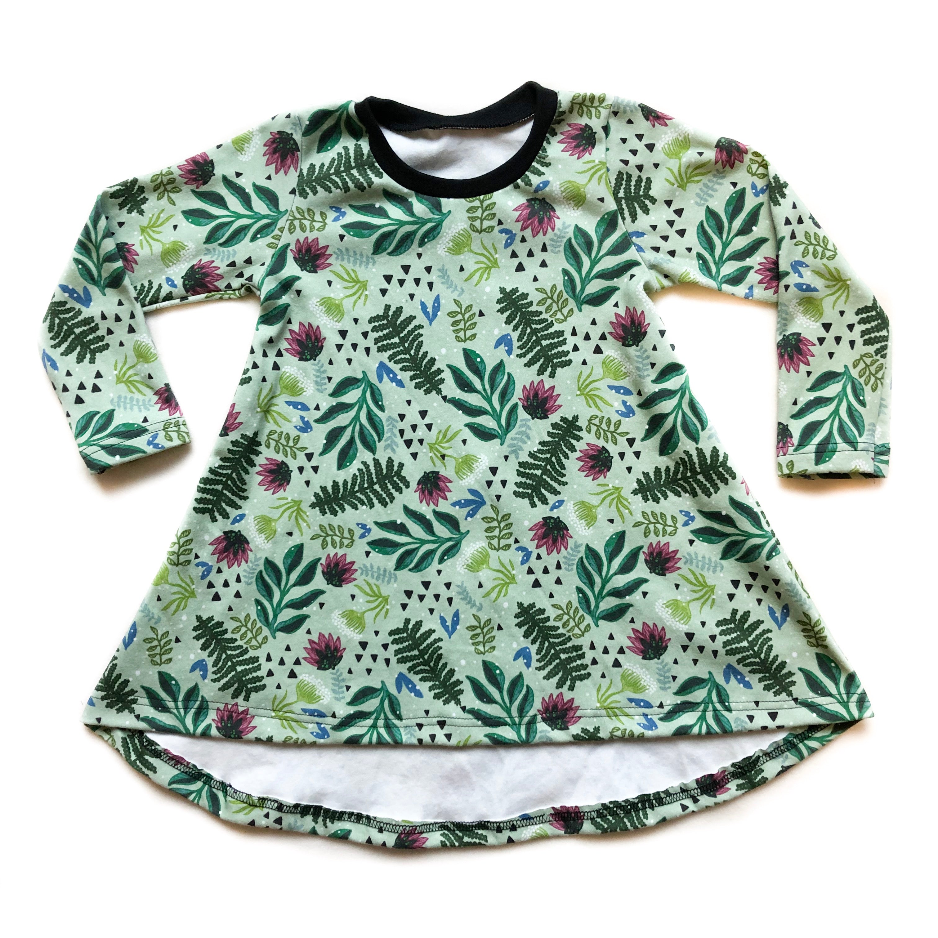 Children's Festive Floral Long Sleeve Tunic Dress