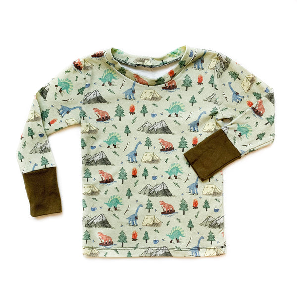 Baby Camping Dino Long Sleeve Shirt