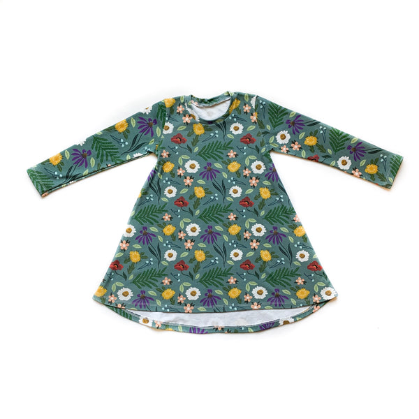 Toddler Blue Spring Long Sleeve Tunic Dress