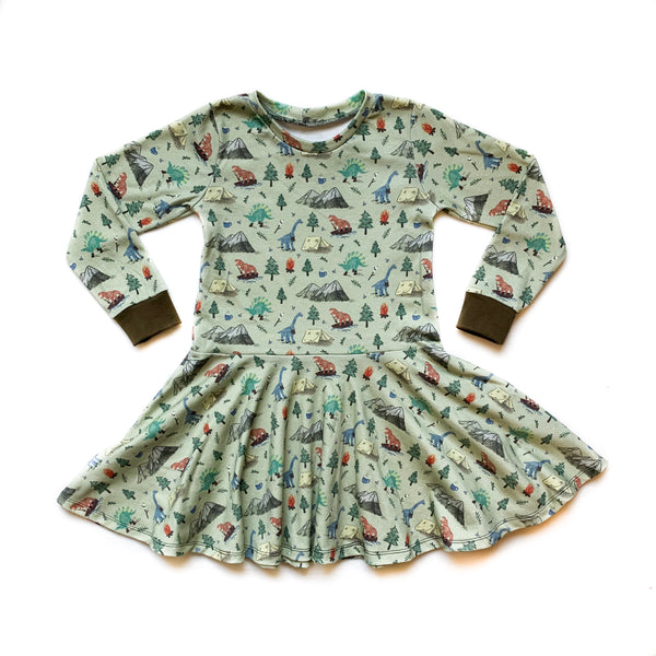 Baby Camping Dino Twirl Dress