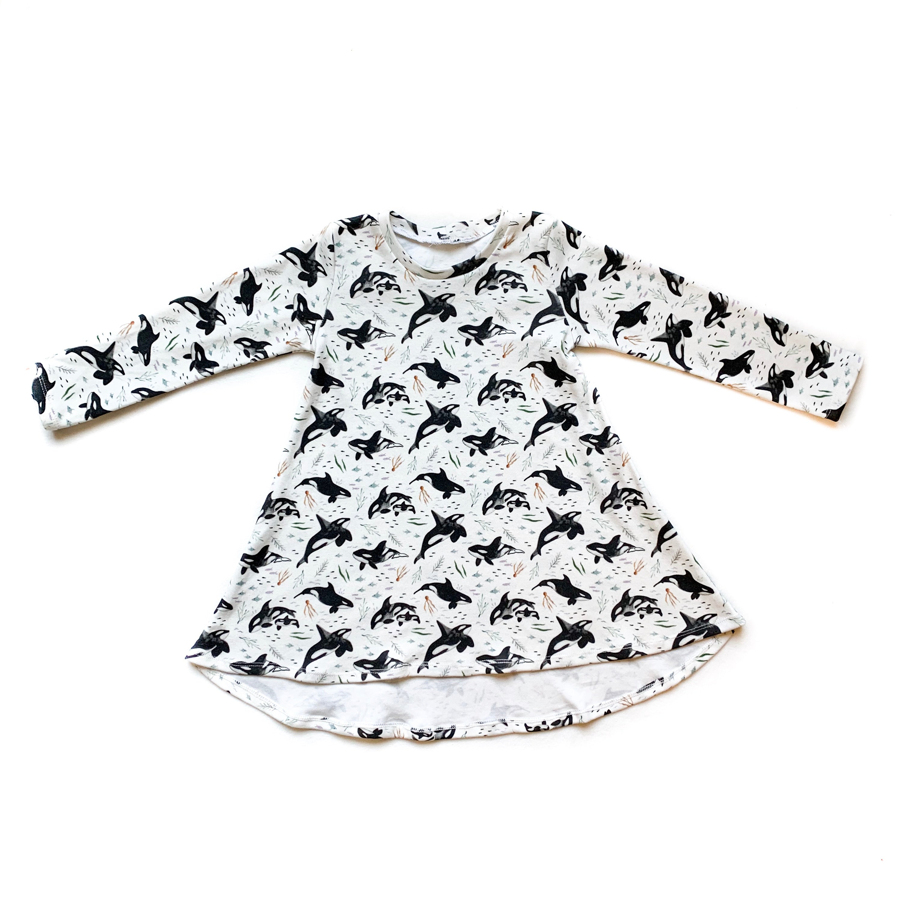 Toddler Orca Whale Long Sleeve Tunic Dress
