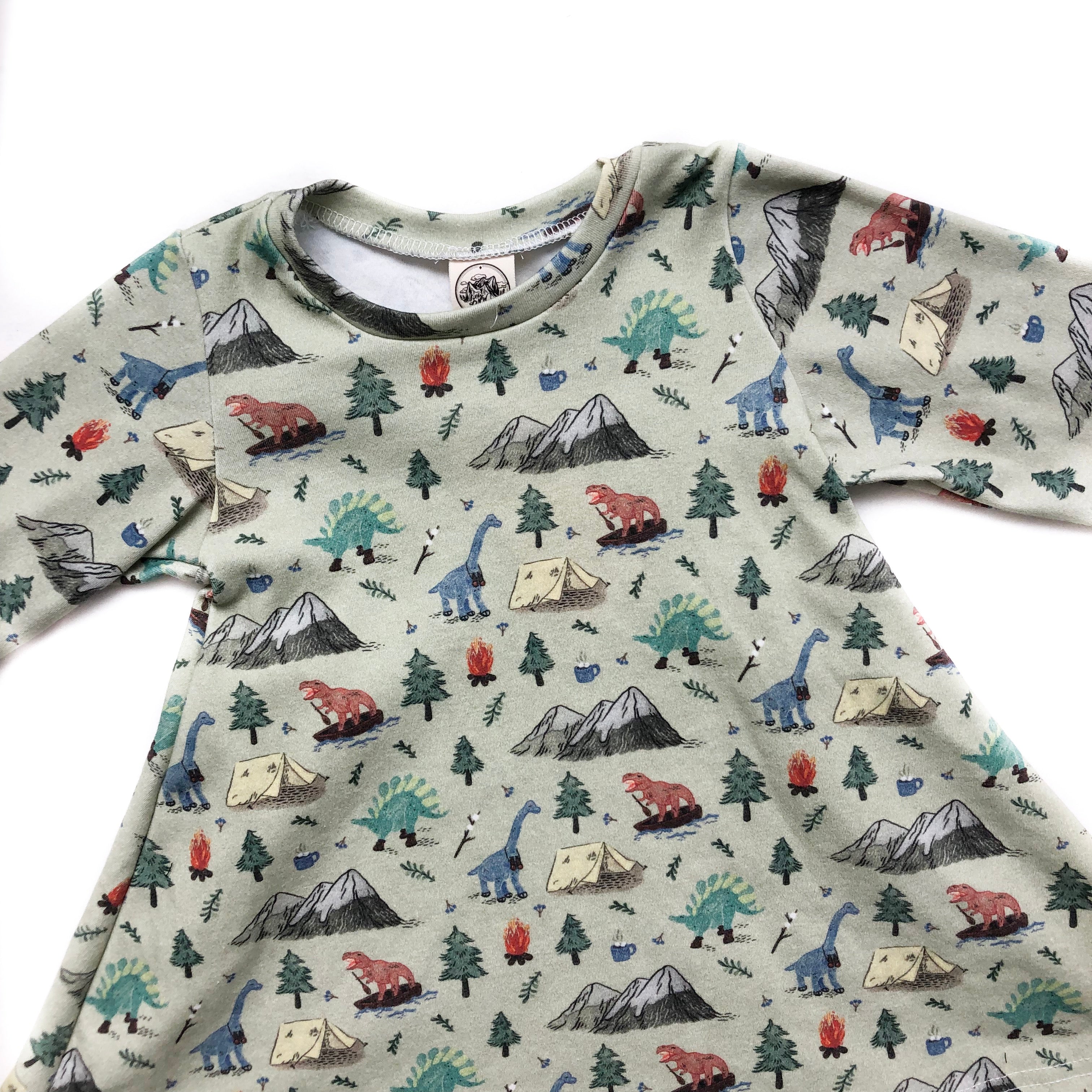 Children's Camping Dino Long Sleeve Tunic Dress