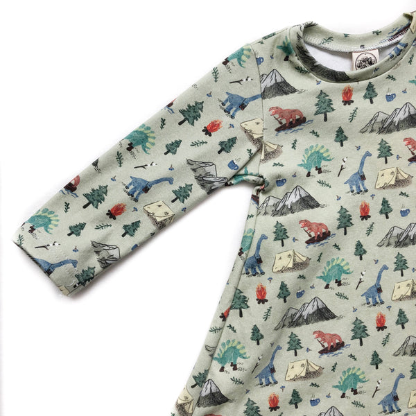Children's Camping Dino Long Sleeve Tunic Dress
