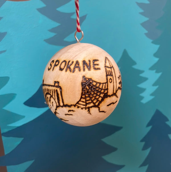 Spokane Riverfront Round Wood Ornament