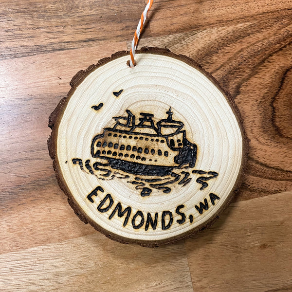 Edmonds Ferry Flat Wood Ornament