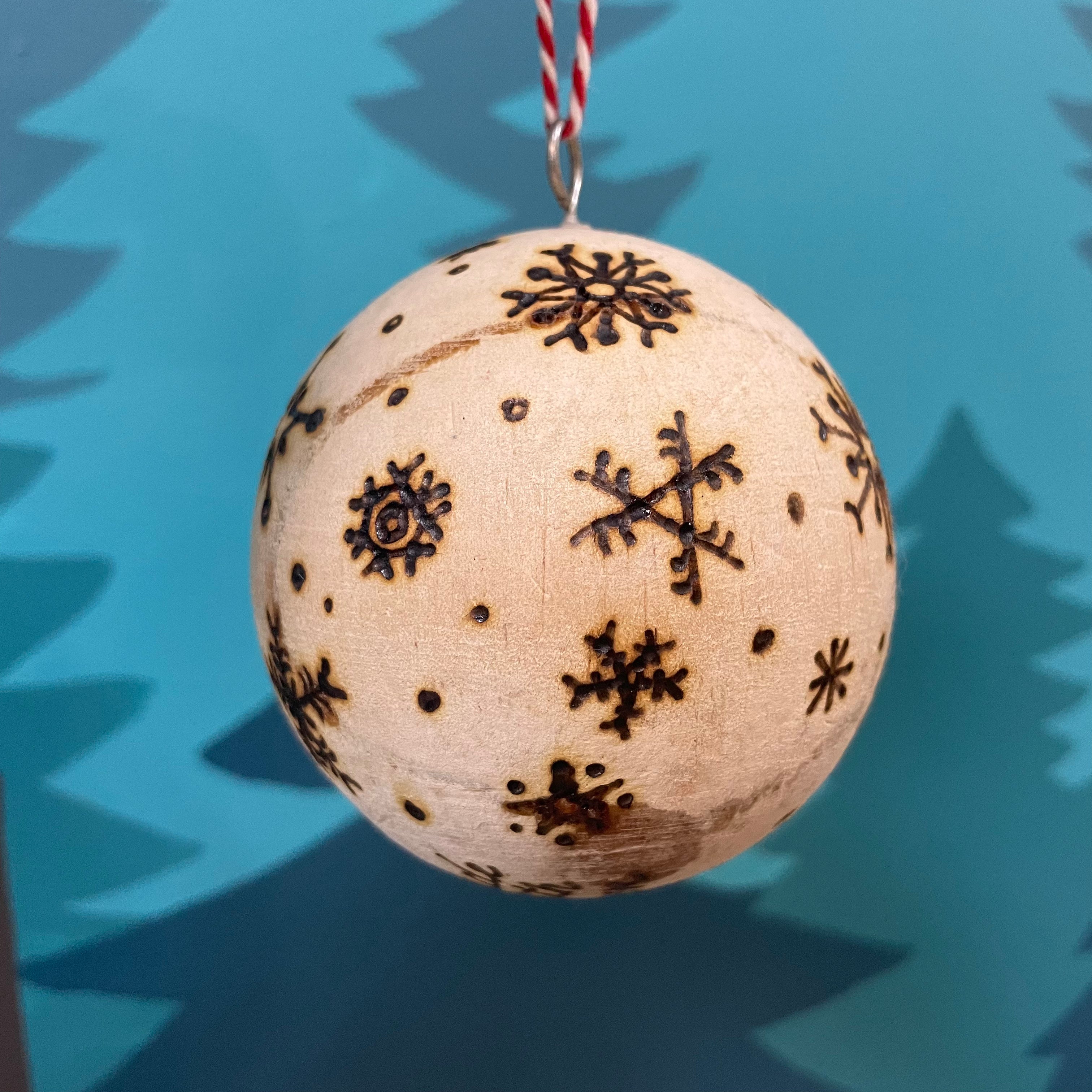 Snowflake Round Wood Ornament