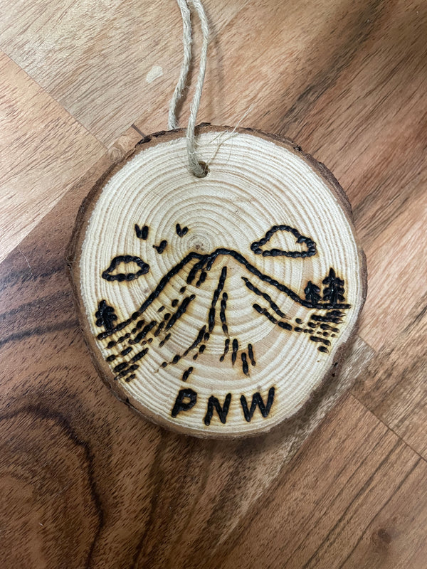 PNW Mountains Wood Ornament