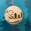 PNW Mountains Round Wood Ornament