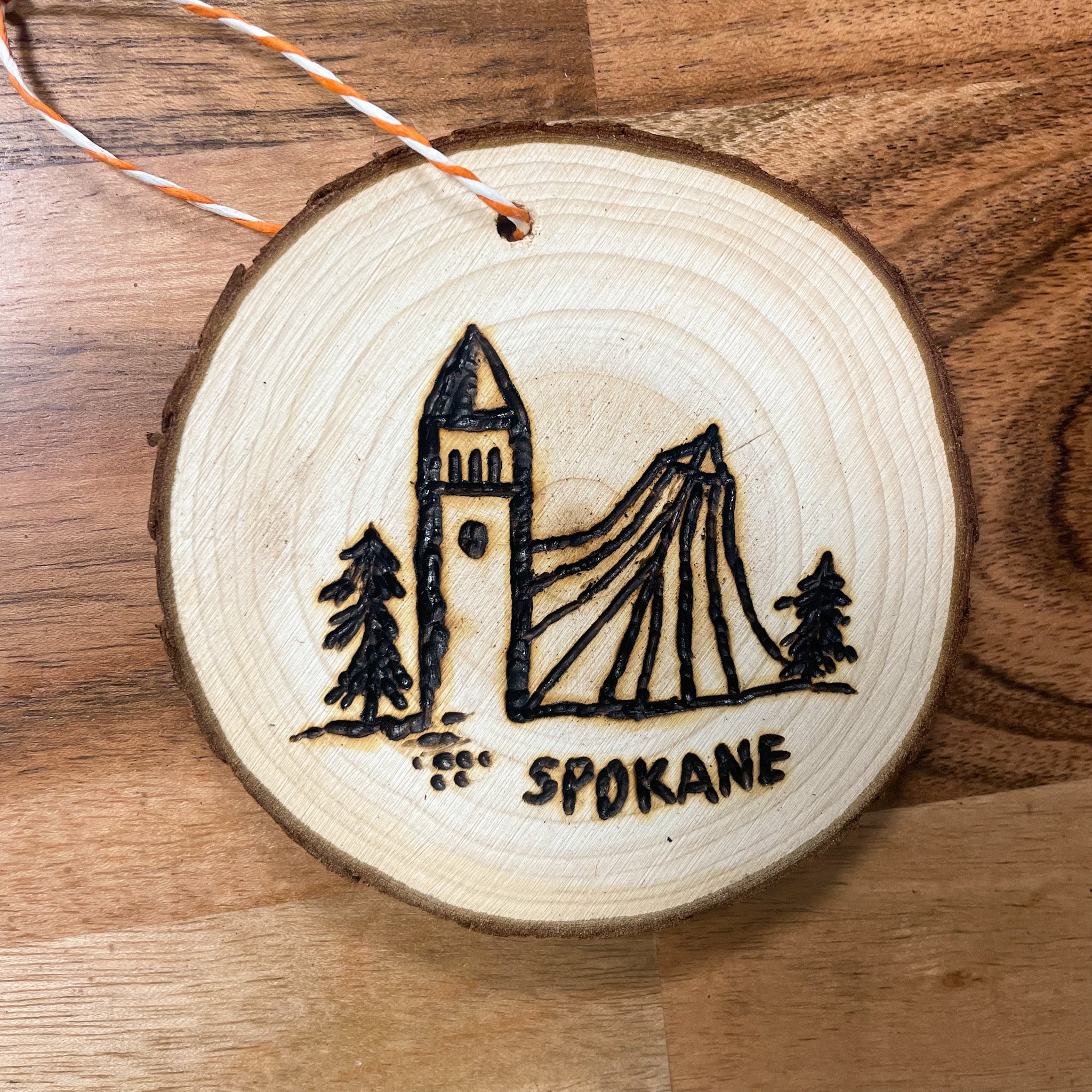 Spokane City Flat Wood Ornament