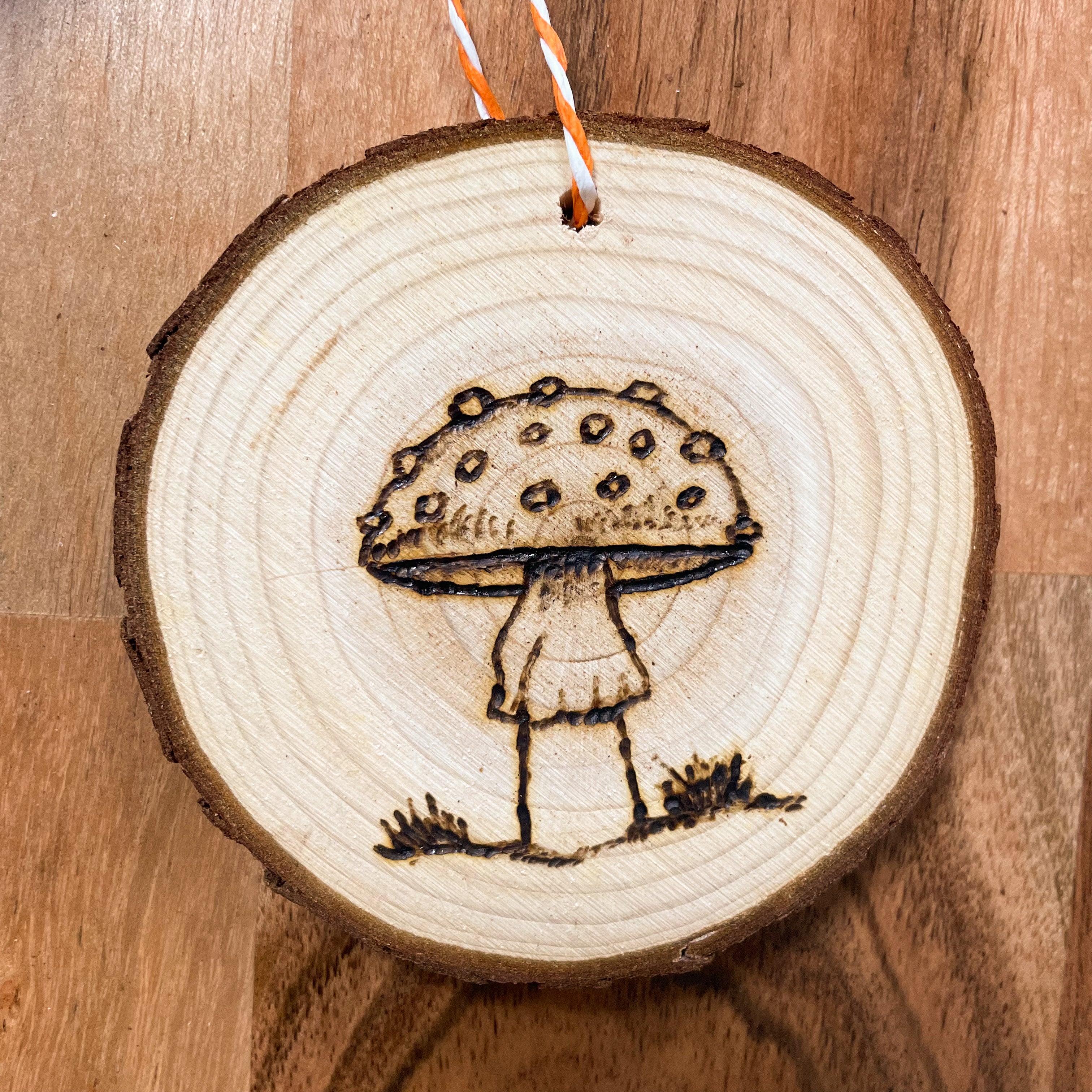 Amanita Muscaria Mushroom Flat Wood Ornament