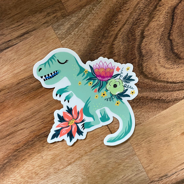 Floral Dino Sticker