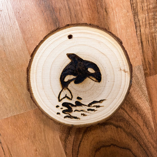 Orca Whale Flat Wood Ornament